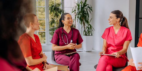 Psychiatric nurse leading a small group therapy session.
